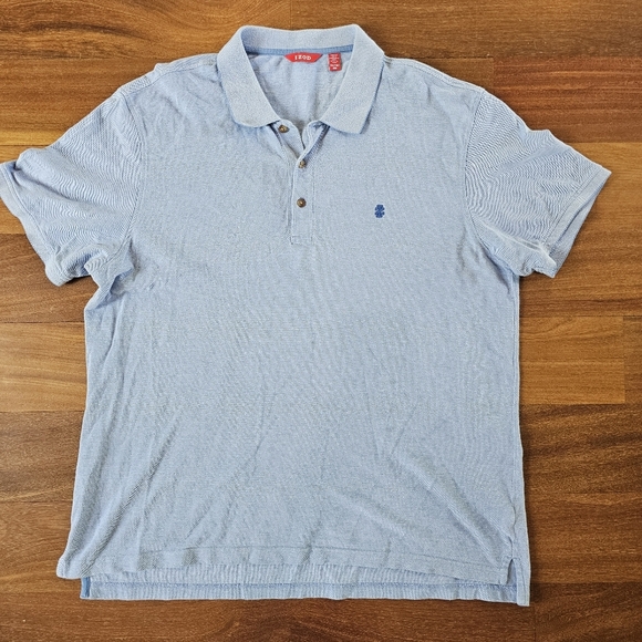 Izod Polo Shirt mens 2XL XXL Blue Preppy Button Up Outdoors Cotton Casual - Picture 1 of 6